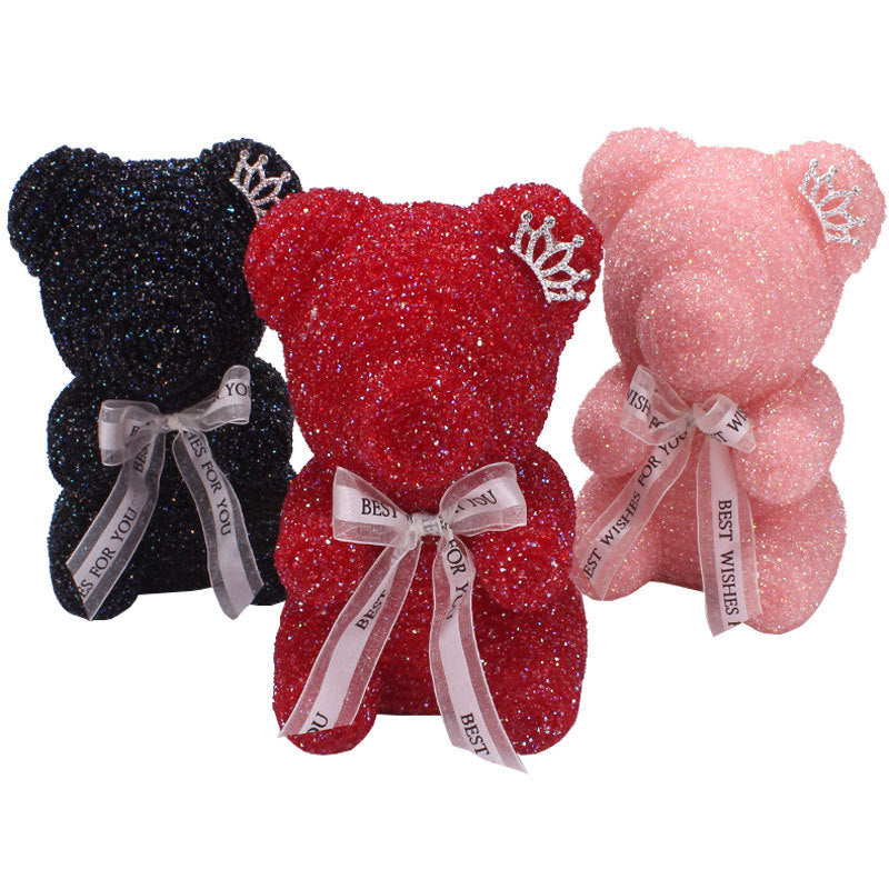 Dazzling Diamond Bear Birthday Surprise: Hand Made Crowned Foam Bear Gift - Babu