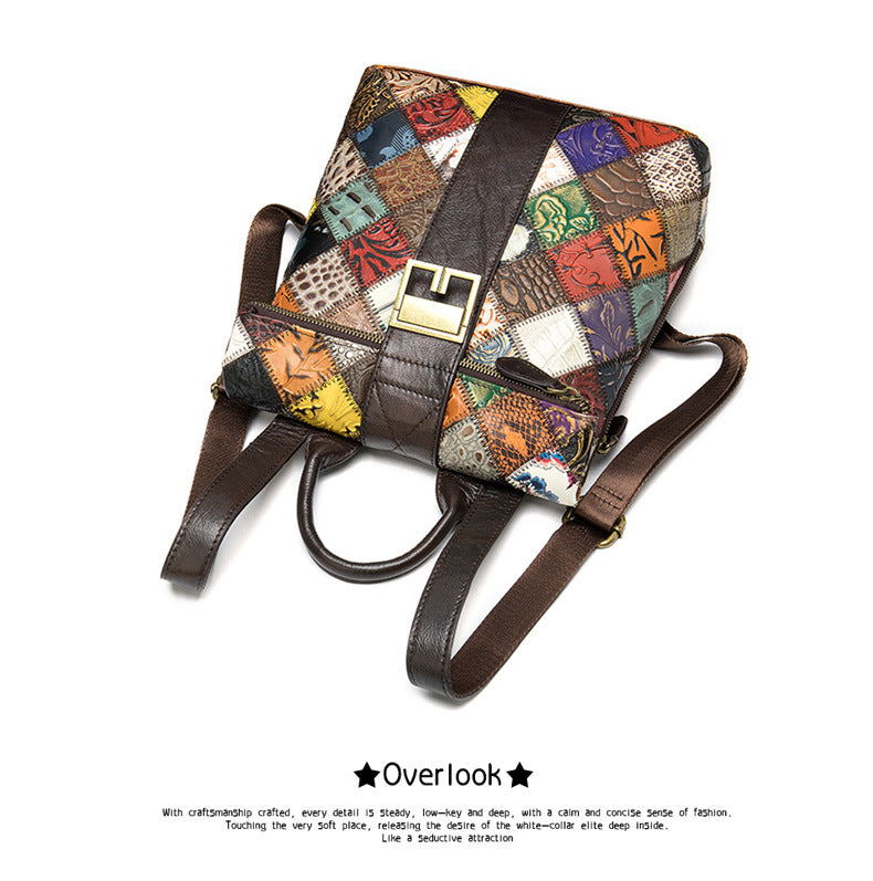 Ethnic Style Cowhide Backpack