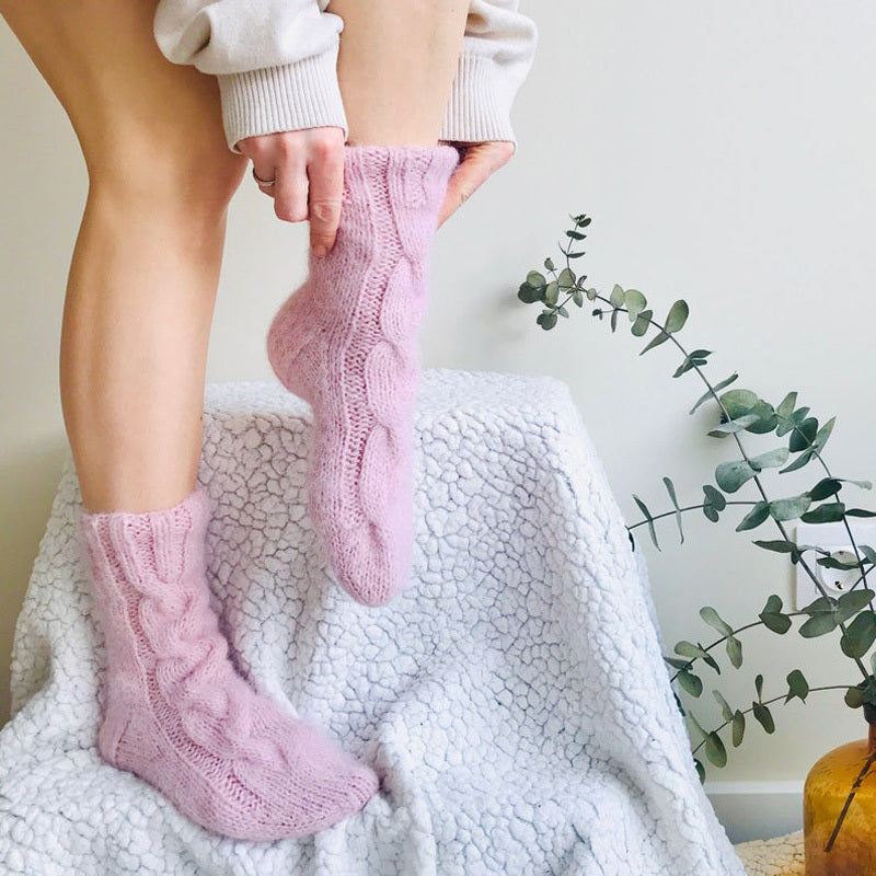 Cozy Women's Wool Pile Stockings - Home Knitting