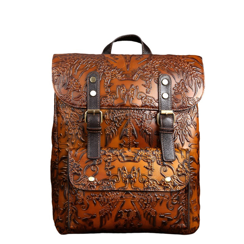 Vintage Cowhide Casual Backpack