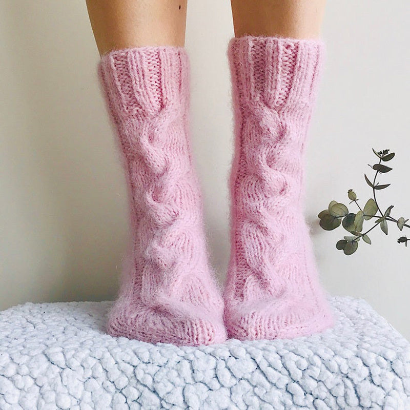 Cozy Women's Wool Pile Stockings - Home Knitting