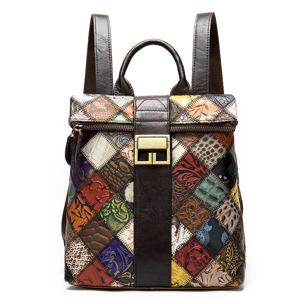 Ethnic Style Cowhide Backpack