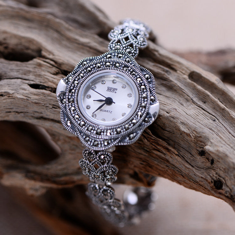 Elegant Vintage Thai Silver Watch