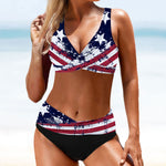 Patriotic Flag Print Bikini Set for Beach