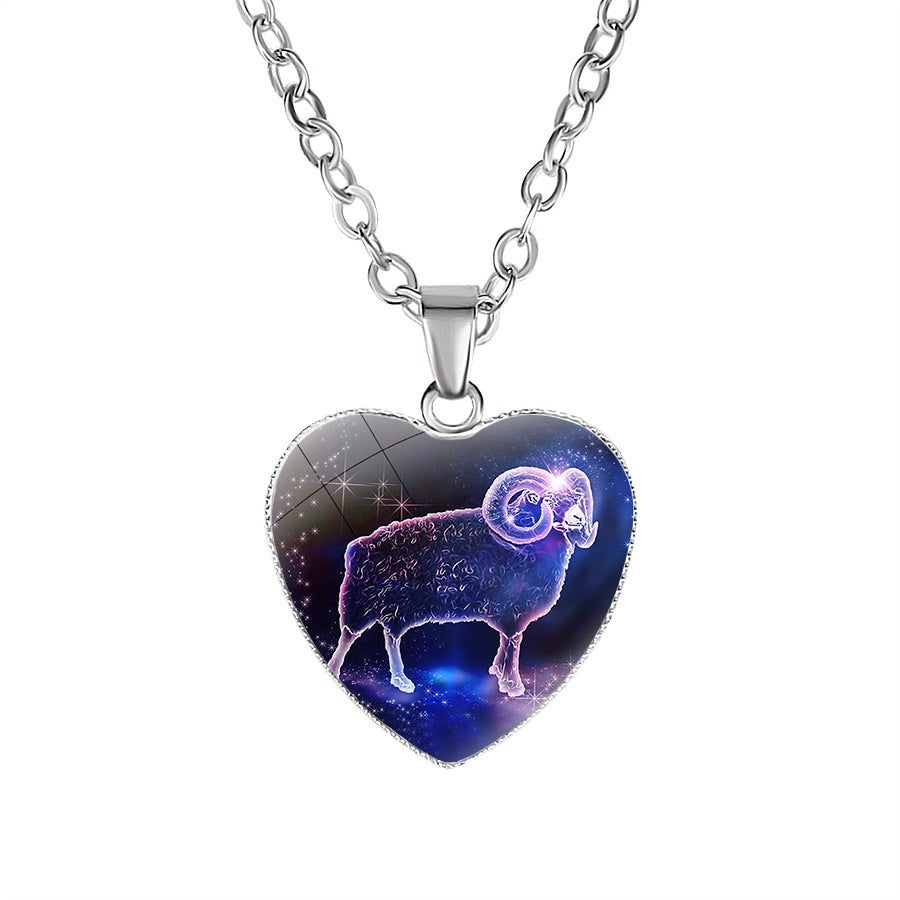 Women's Zodiac Heart Pendant Necklace: Personalized Astrology Jewelry