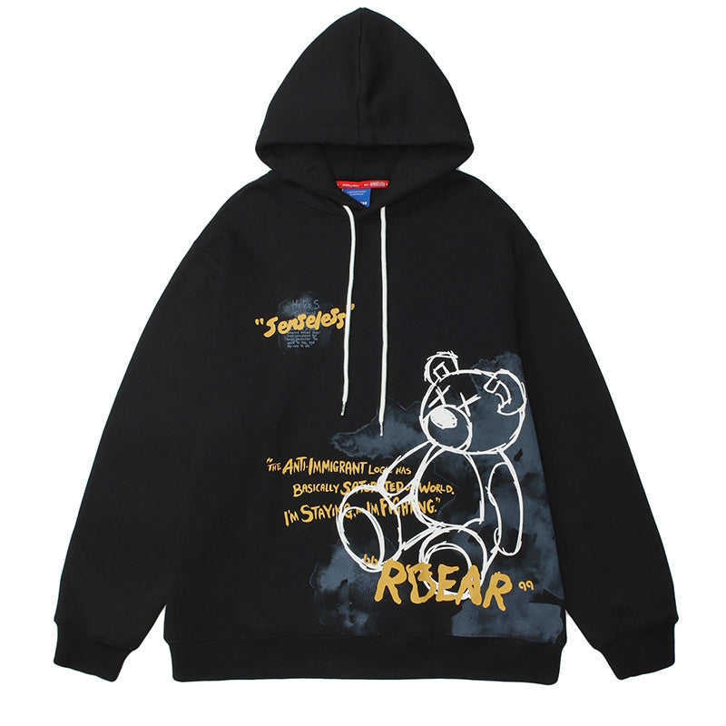 Cozy Bear Graphic Print Hoodie - Babu