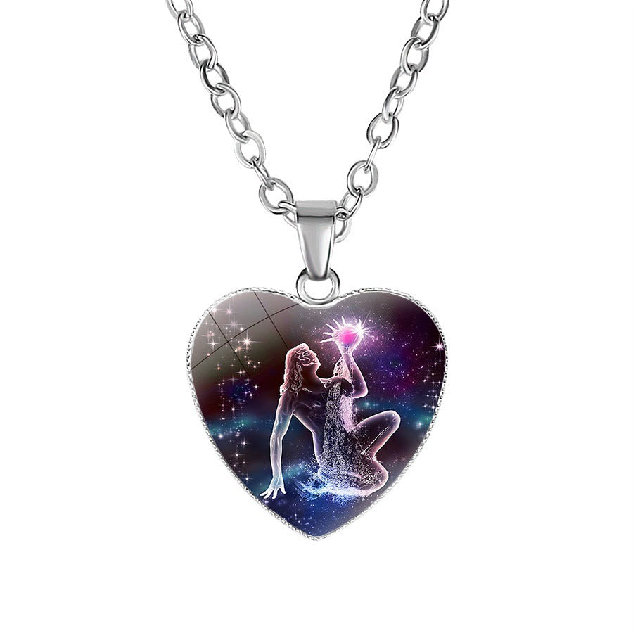 Women's Zodiac Heart Pendant Necklace: Personalized Astrology Jewelry