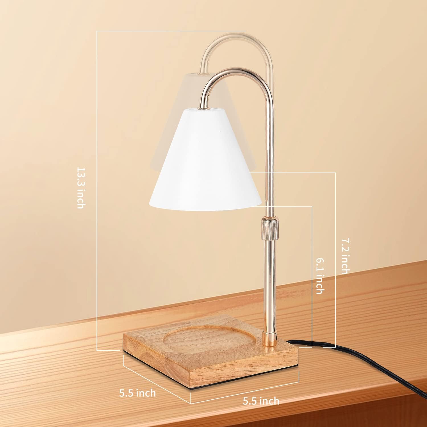 Versatile Candle Warmer Lamp: Timer, Dimmer, Adjustable Height, Wood Base – Perfect Home Décor & Gift for Mom