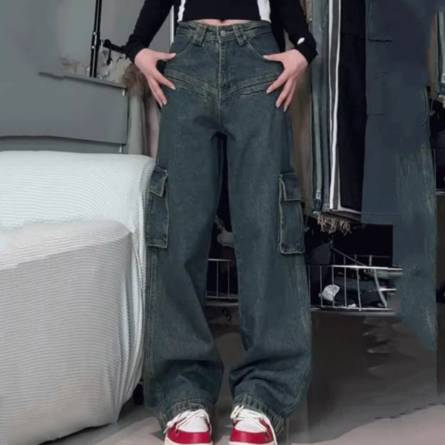 Plus Size Distressed Jeans with Multiple Pockets