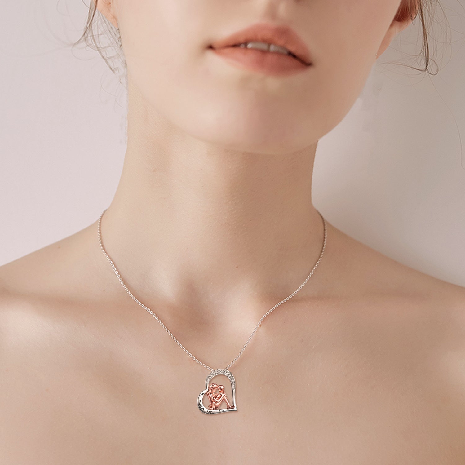 Necklace 925 Sterling Silver Mother Daughter: Engraved 'My Mother My Friend'
