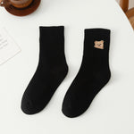 Women's Bear Embroidery Tube Socks - Babu
