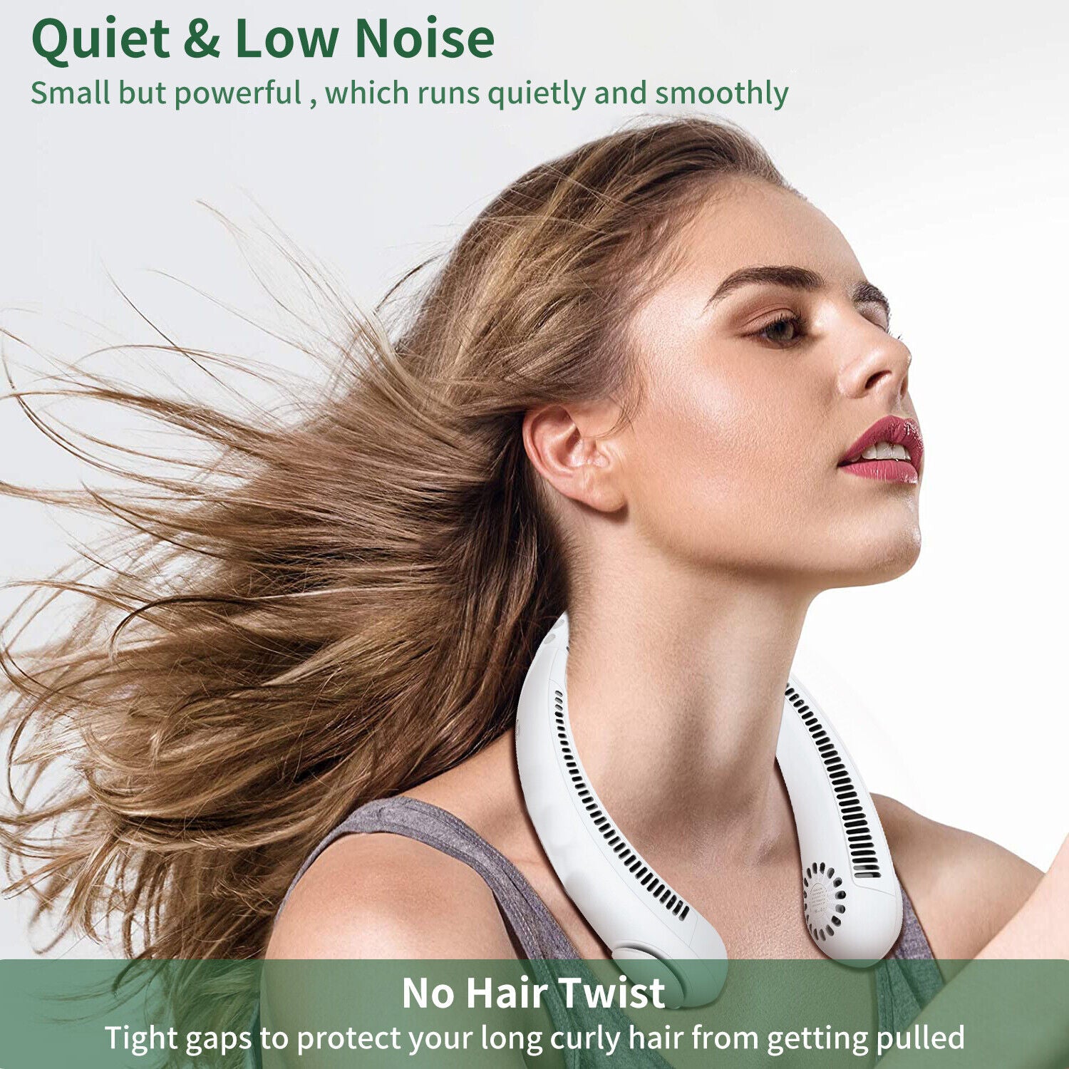 Portable Leafless Hanging Neck Fan: USB Rechargeable, 360 Degree Cooling, 78 Surround Air Outlets