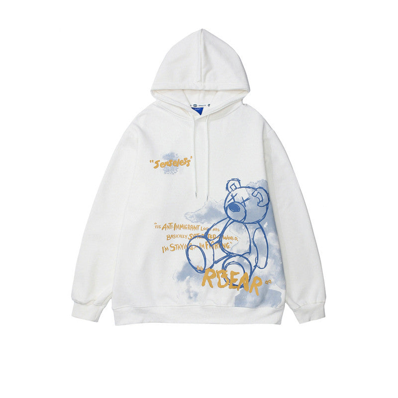 Cozy Bear Graphic Print Hoodie - Babu