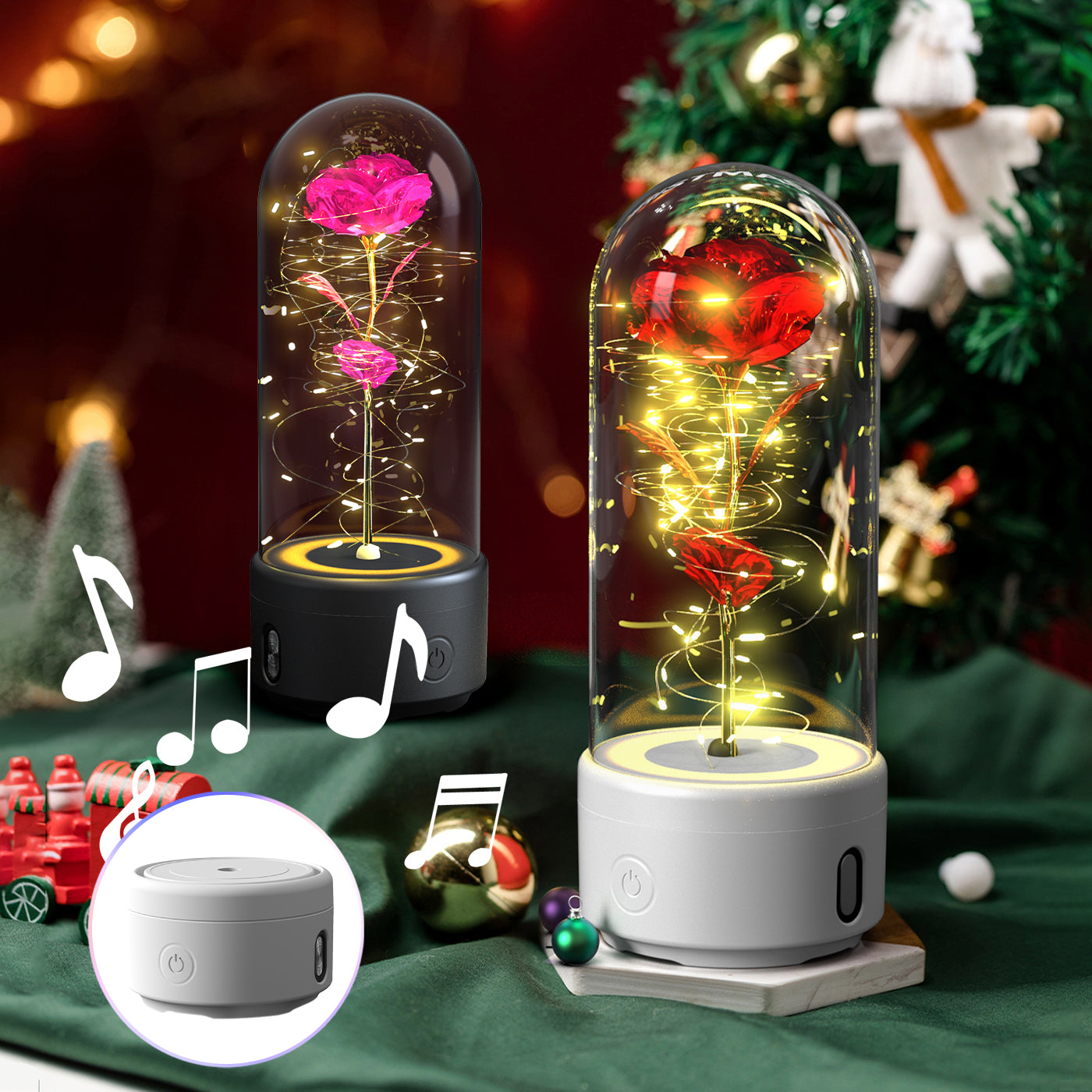 Rose Glow: 2-in-1 LED Light & Bluetooth Speaker - Romantic Valentine's Day or birthday beloved Gift