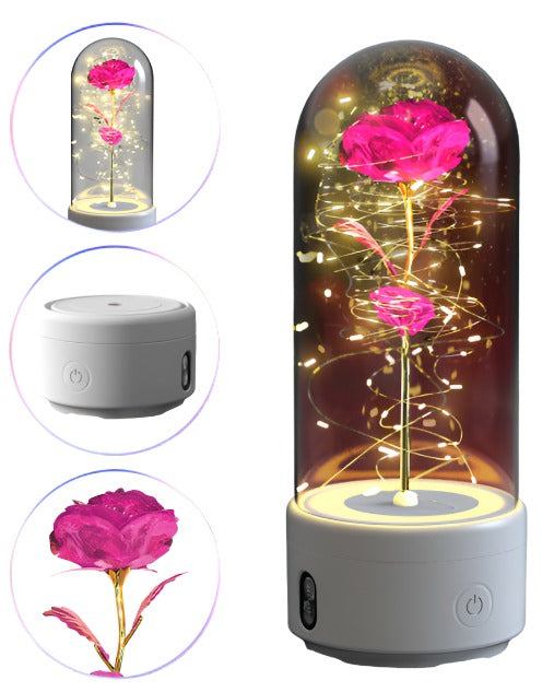 Rose Glow: 2-in-1 LED Light & Bluetooth Speaker - Romantic Valentine's Day or birthday beloved Gift