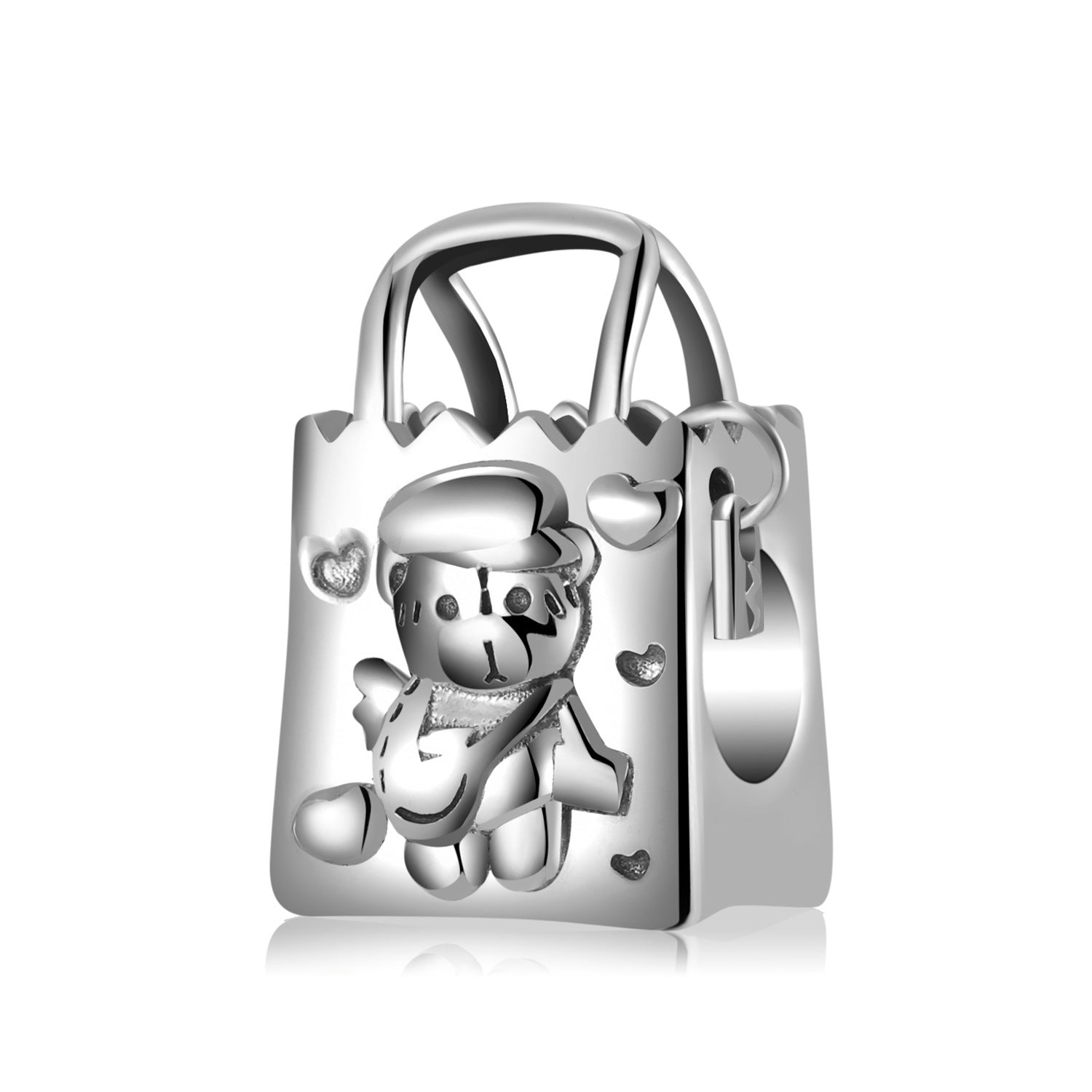 Pendant Bear Shopping Bag Beads - Series S925 Silver for Bracelet and Necklace