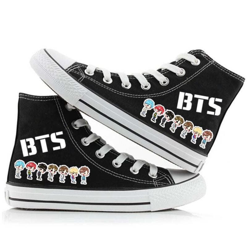 Classic BTS Korean Couple High-Top Sneakers - Breathable Men's & Women's Shoes