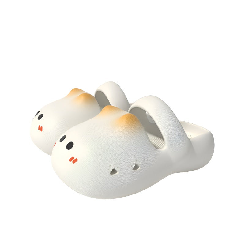 Cartoon Cat Closed Toe Beach Sandals - Outdoor Hole Slippers