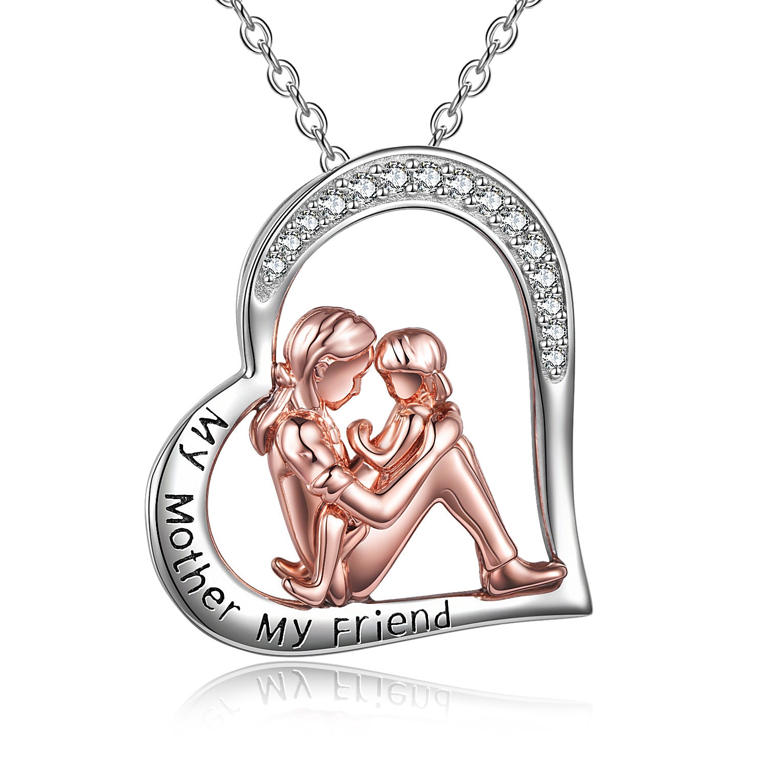 Necklace 925 Sterling Silver Mother Daughter: Engraved 'My Mother My Friend'